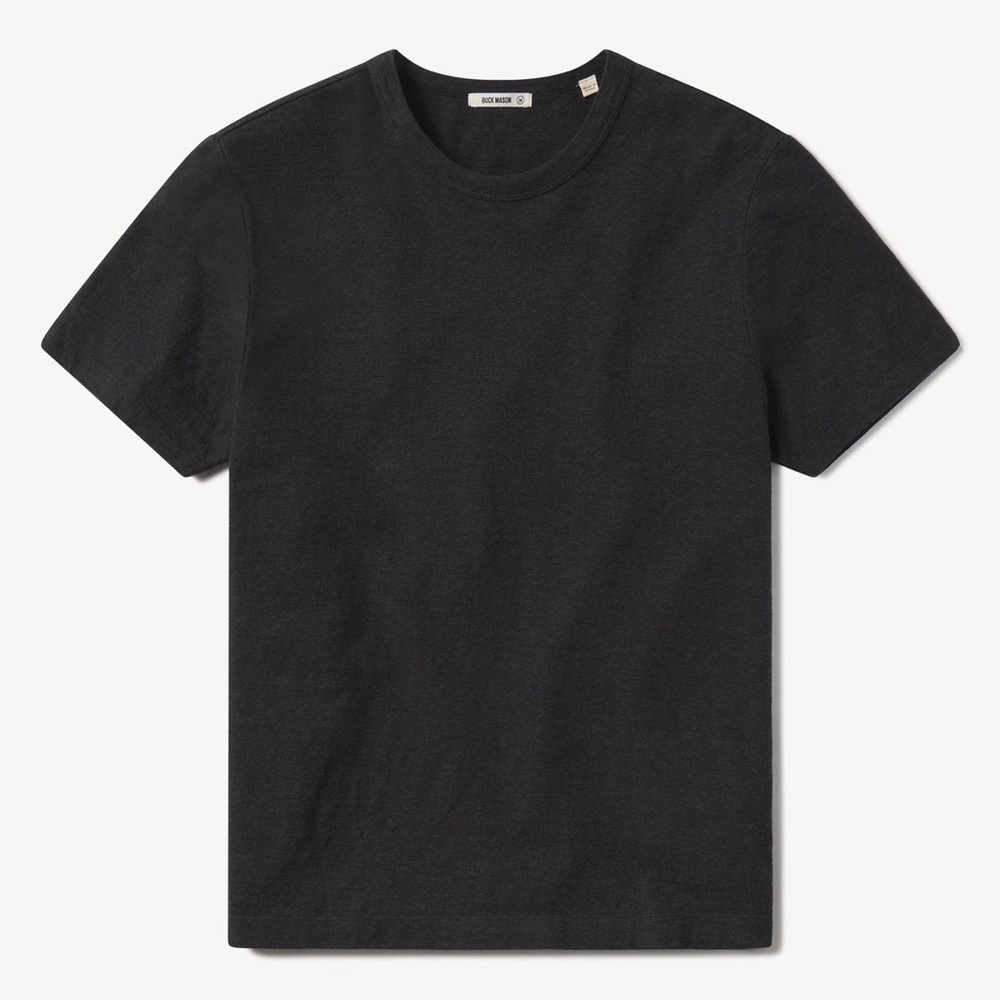 Buck Mason Shirt Mens Large Black Yuma Hemp Cotton Classic Tee Short Sleeve Crew